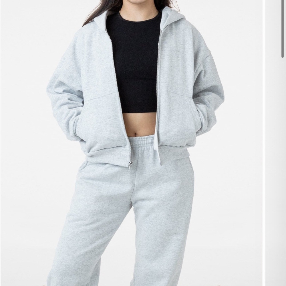 Los Angeles Apparel HEAVY FLEECE CROPPED ZIP-UP HOODIE
